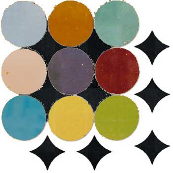 Mosaic House Moroccan tile Soho S Hippi-6 Black  solid zellige, mosaic, zellij, field, pattern, glaze, simple, modern, circles 